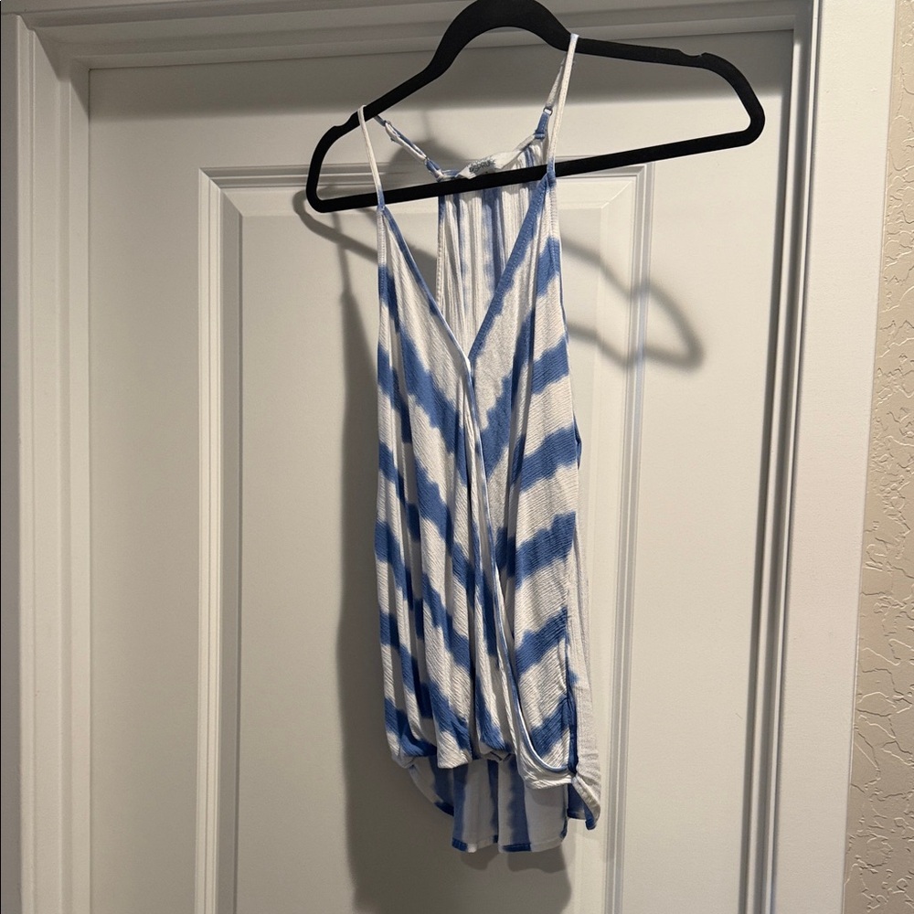 Blue and White Striped Women's Top